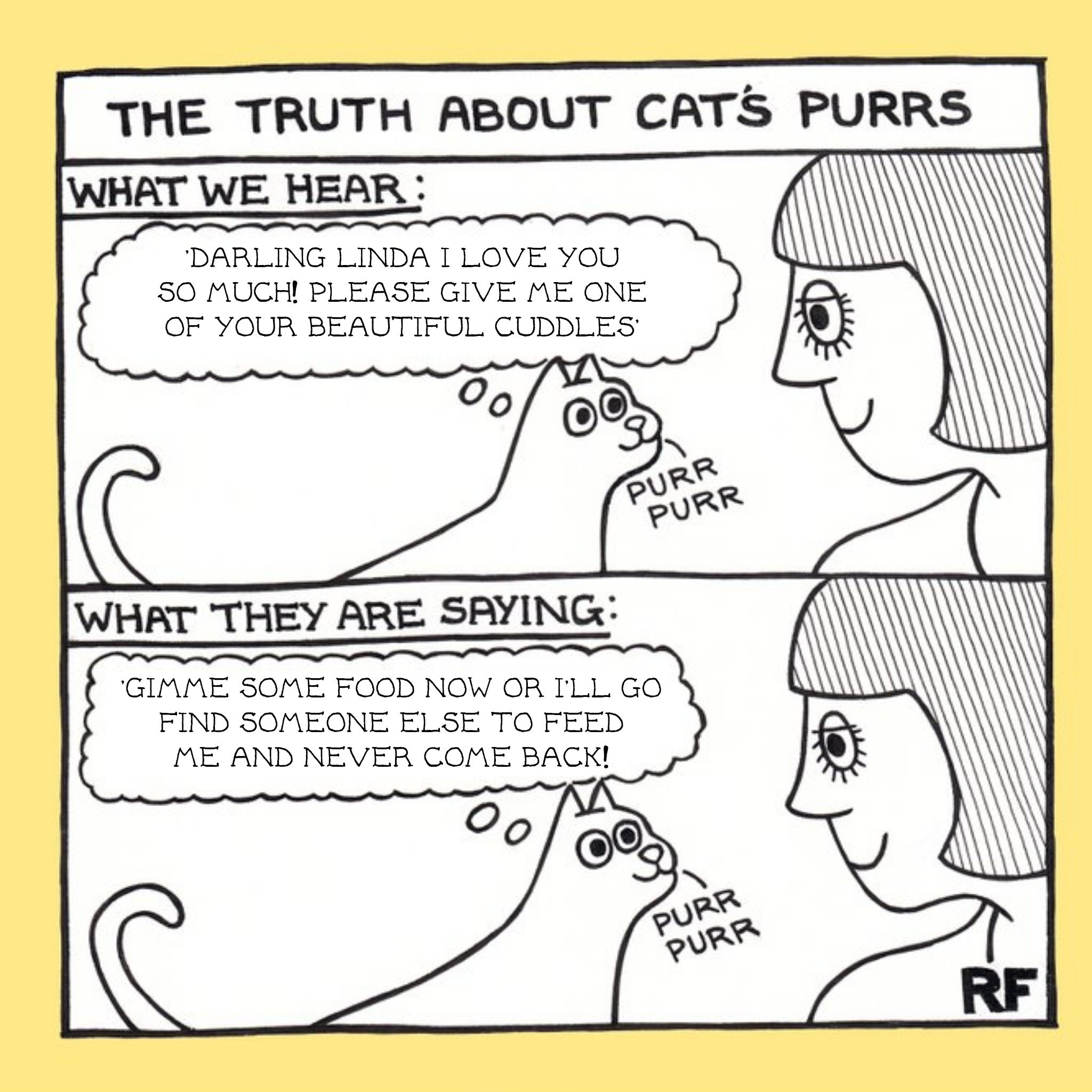 Moonpig Funny Comic Strips About Cat Purrs Card, Square