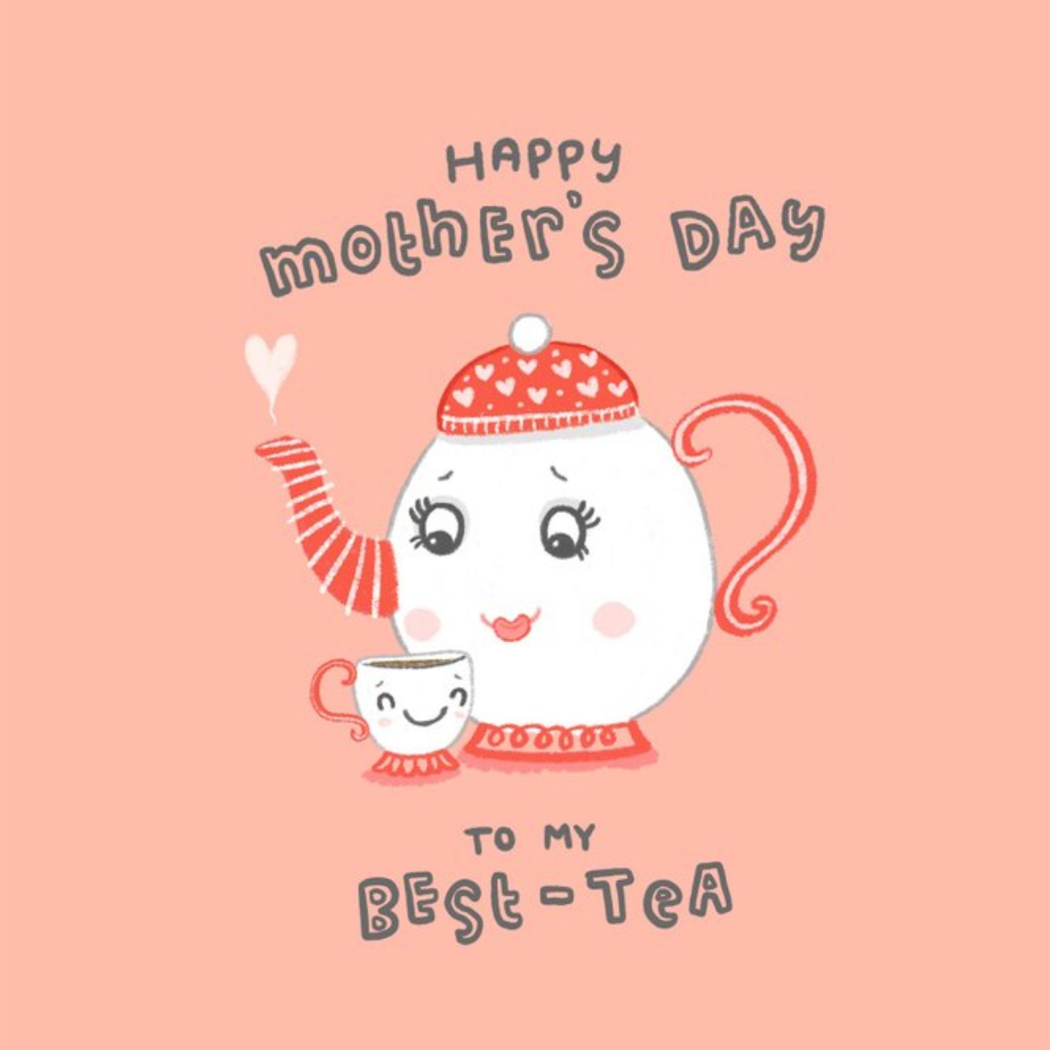 Love Hearts Blue Kiwi Illustration Funny Teapot Mother's Day Birthday Card, Square