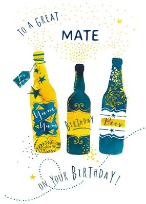 Illustrative beer Birthday card To a great mate on your birthday