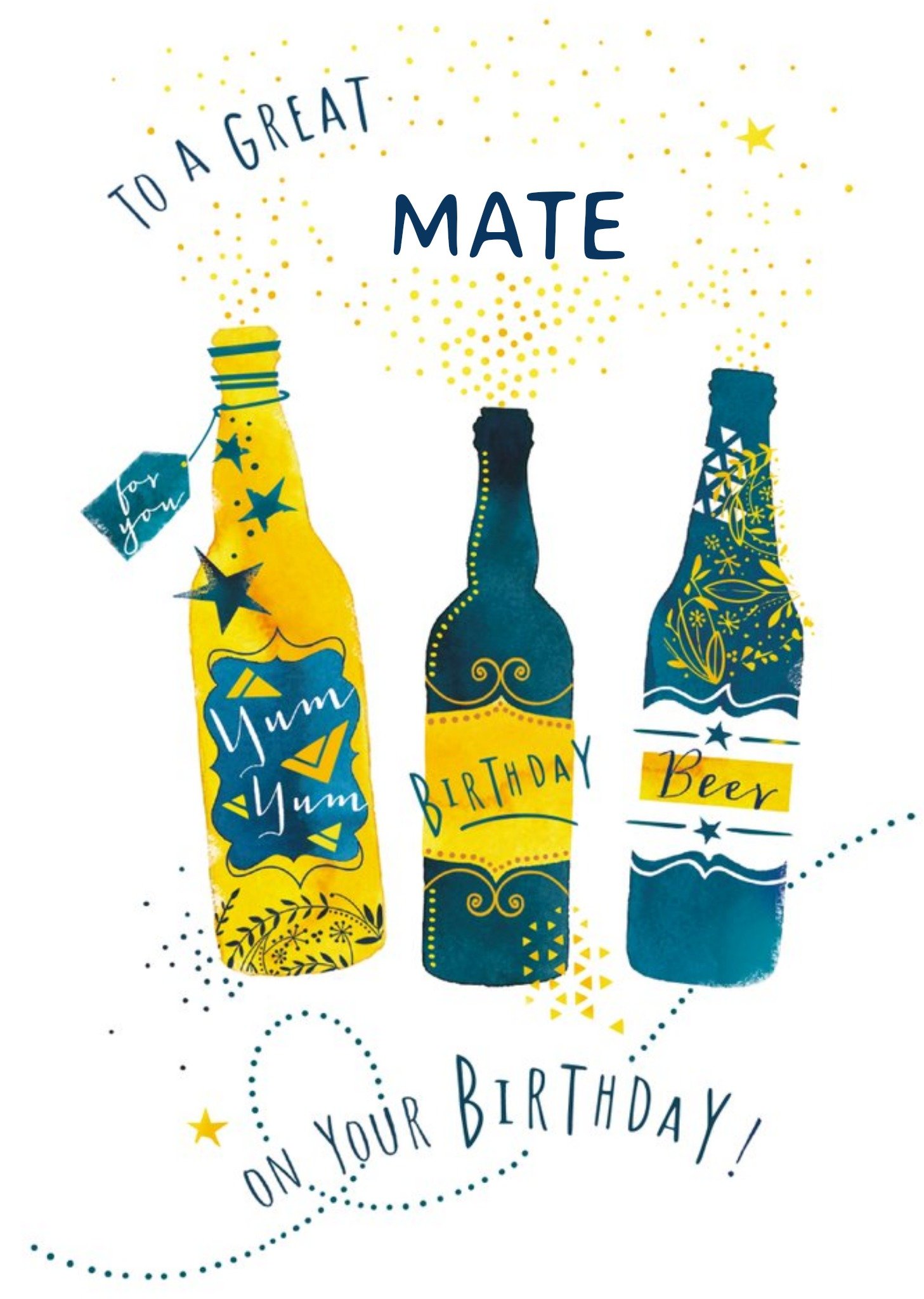 Ling Design Illustrative Beer Birthday Card To A Great Mate On Your Birthday, Large