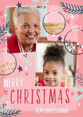 Merry Christmas To My Lovely Granny Photo Upload Christmas Card