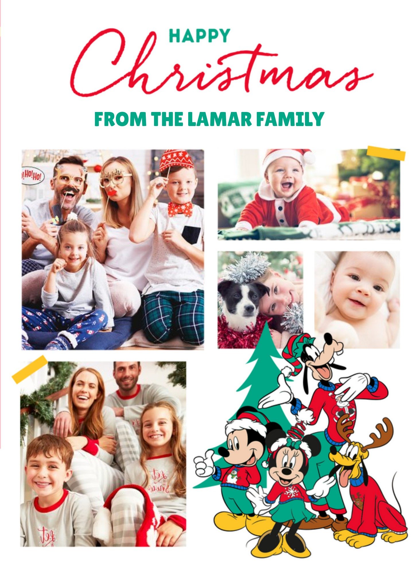 Disney Mickey And Minnie Christmas Card Happy Christmas, Large