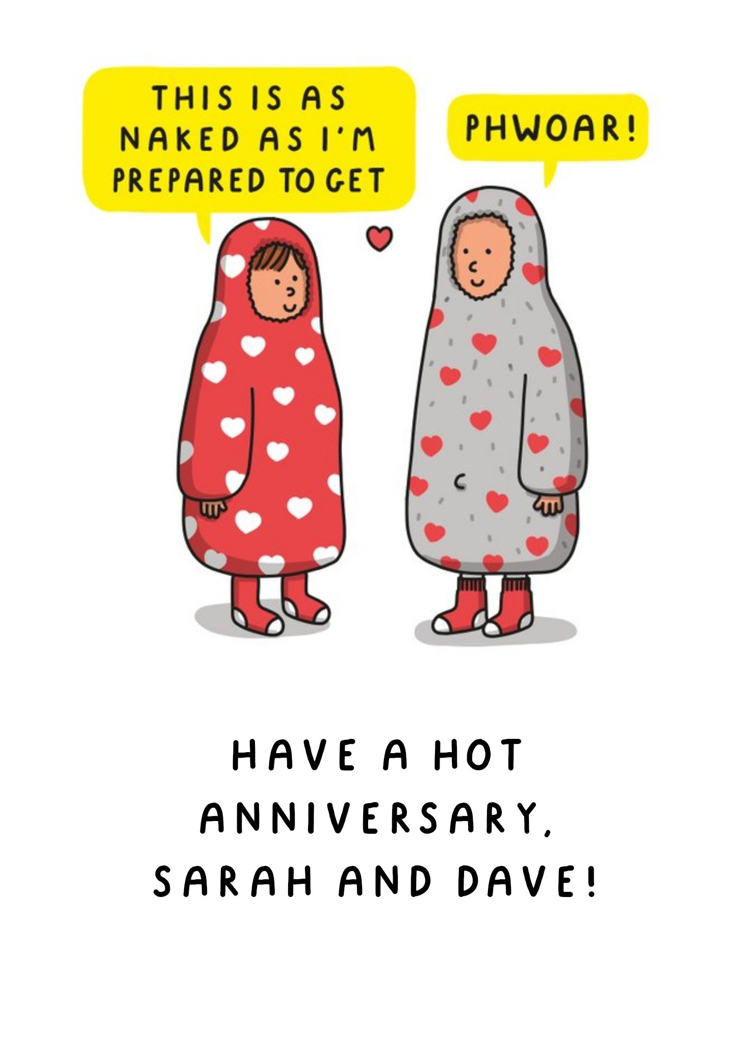 Illustration Of A Couple Wearing Oodies Humorous Anniversary Card Ecard