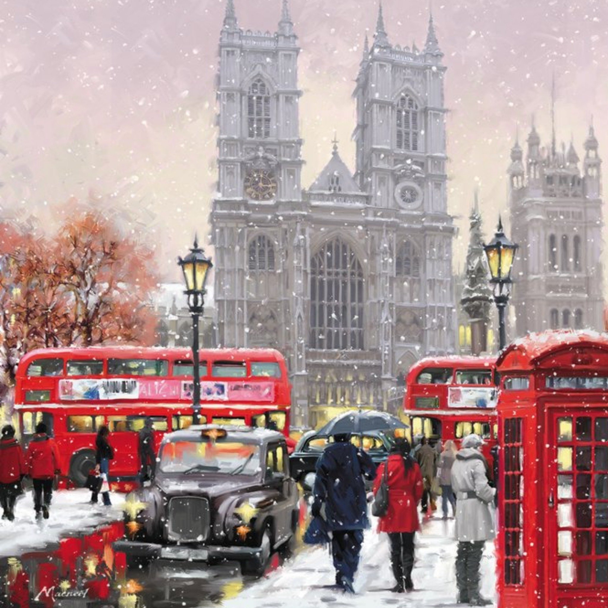 Westminster Abby London Christmas Card, Square