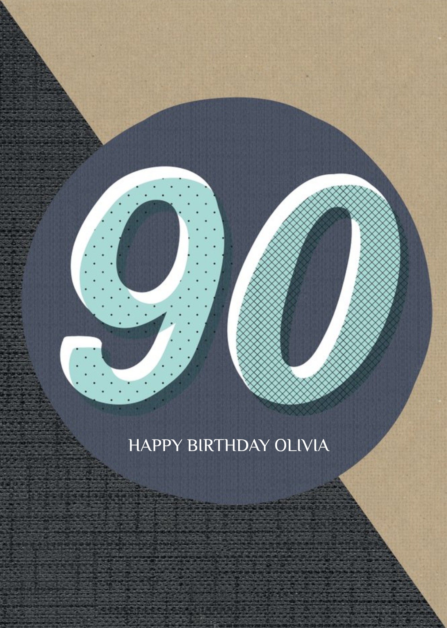 Personalised Text 90th Birthday Card Ecard