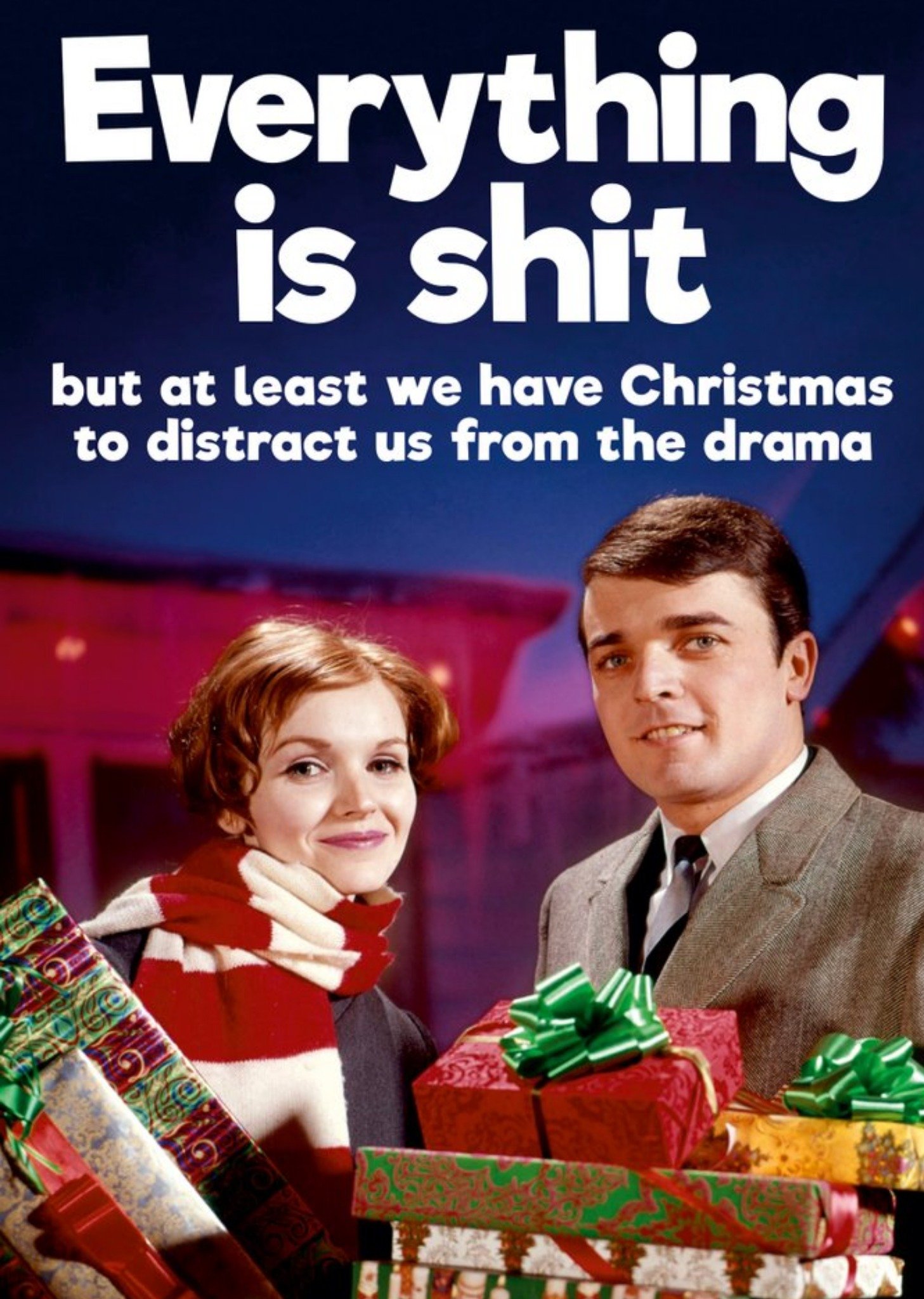 Moonpig Everything Is Christmas Distraction Rude Christmas Card, Large