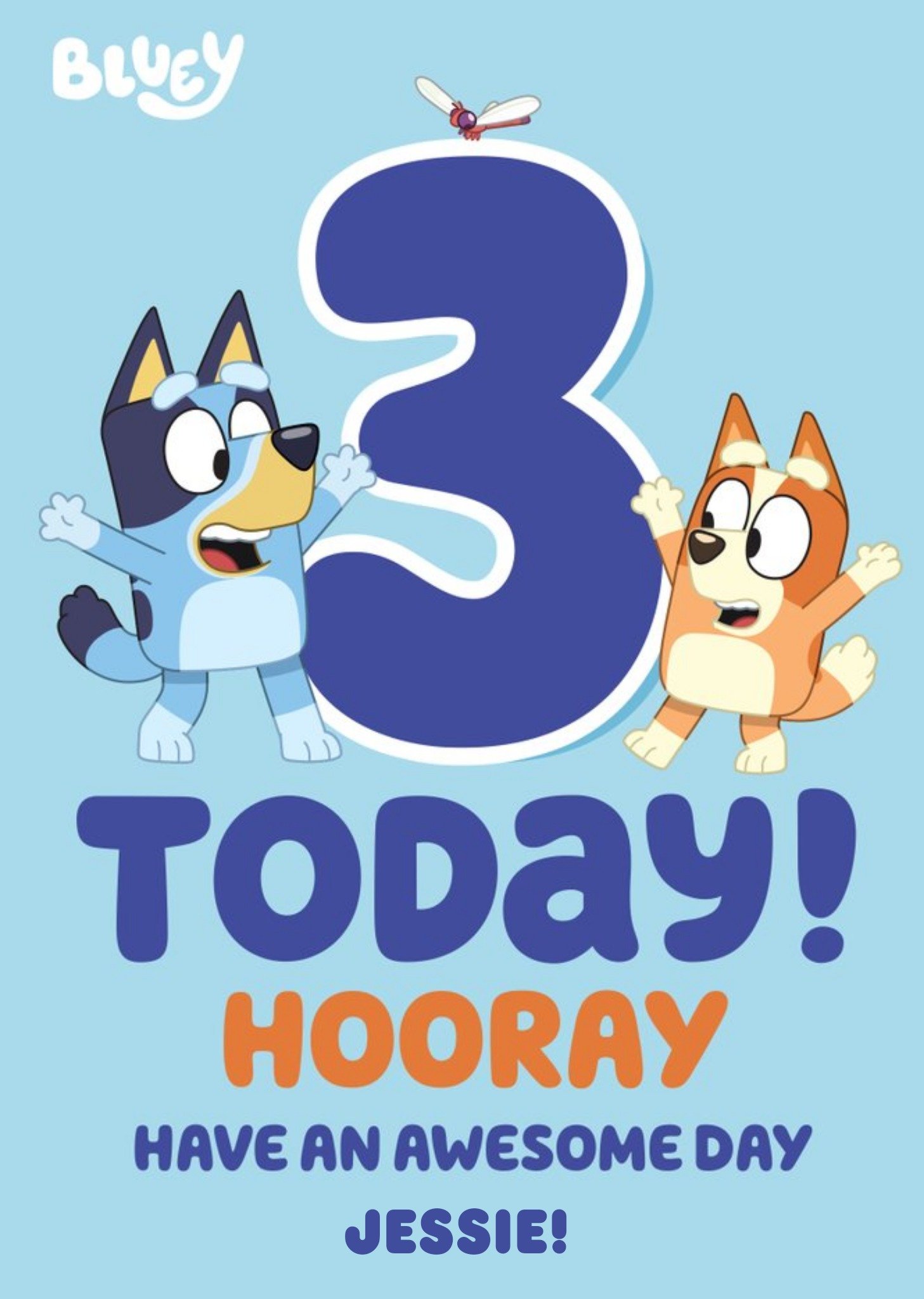 Bbc Bluey 3 Today Birthday Card