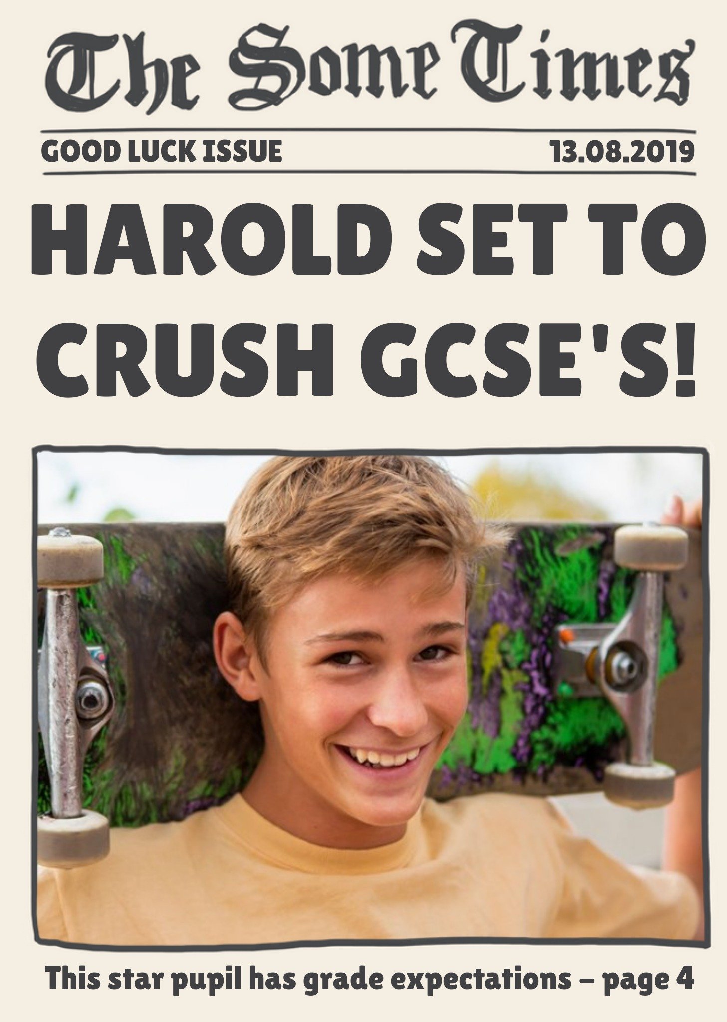 The Some Times Good Luck In Your Exams Star Pupil Set To Crush Gcse's Personalised Photo Card Ecard