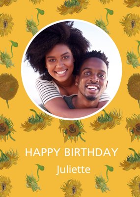 The National Gallery Van Gogh's Sunflowers Photo Upload Birthday Card