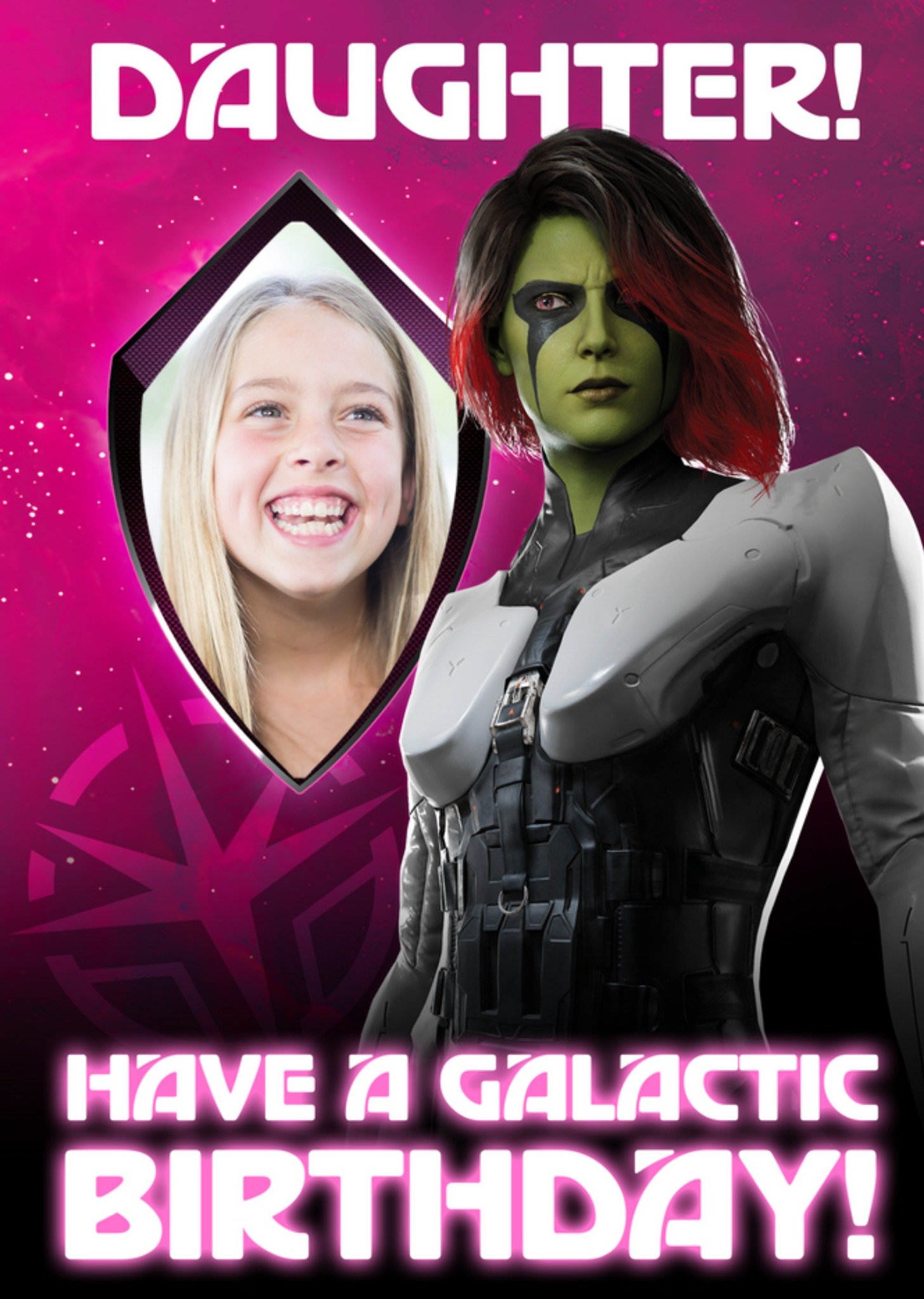 Marvel Guardians Of The Galaxy Daughter Galactic Birthday Photo Upload Birthday Card, Large