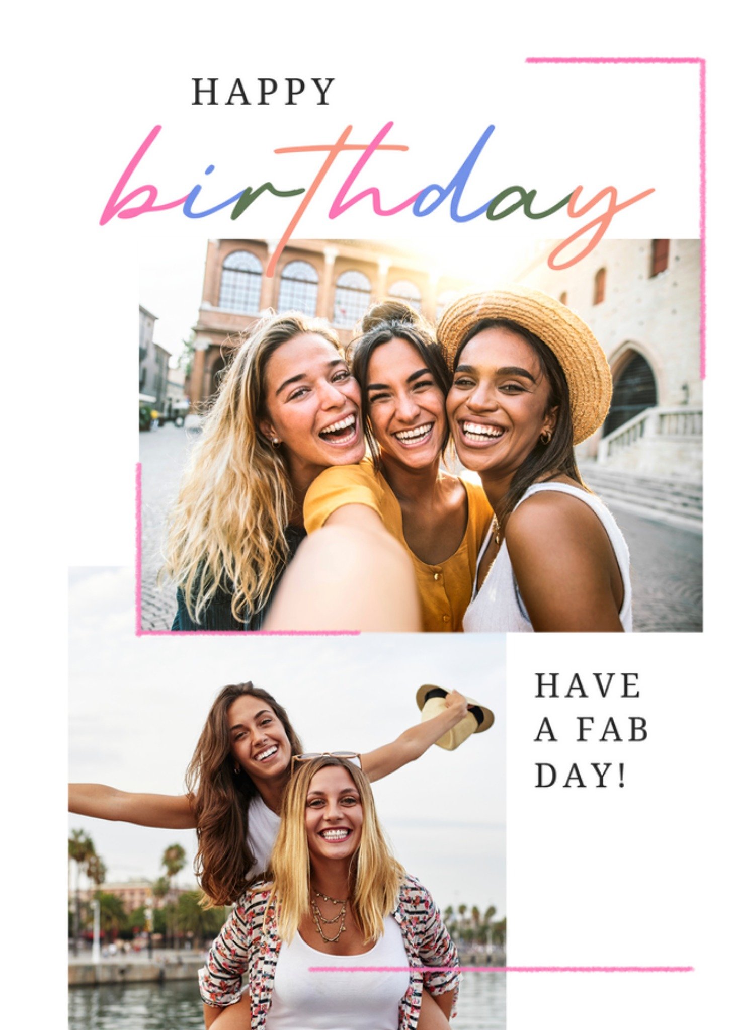 Cheerful Minimal Have A Fab Day Photo Upload Birthday Card Ecard