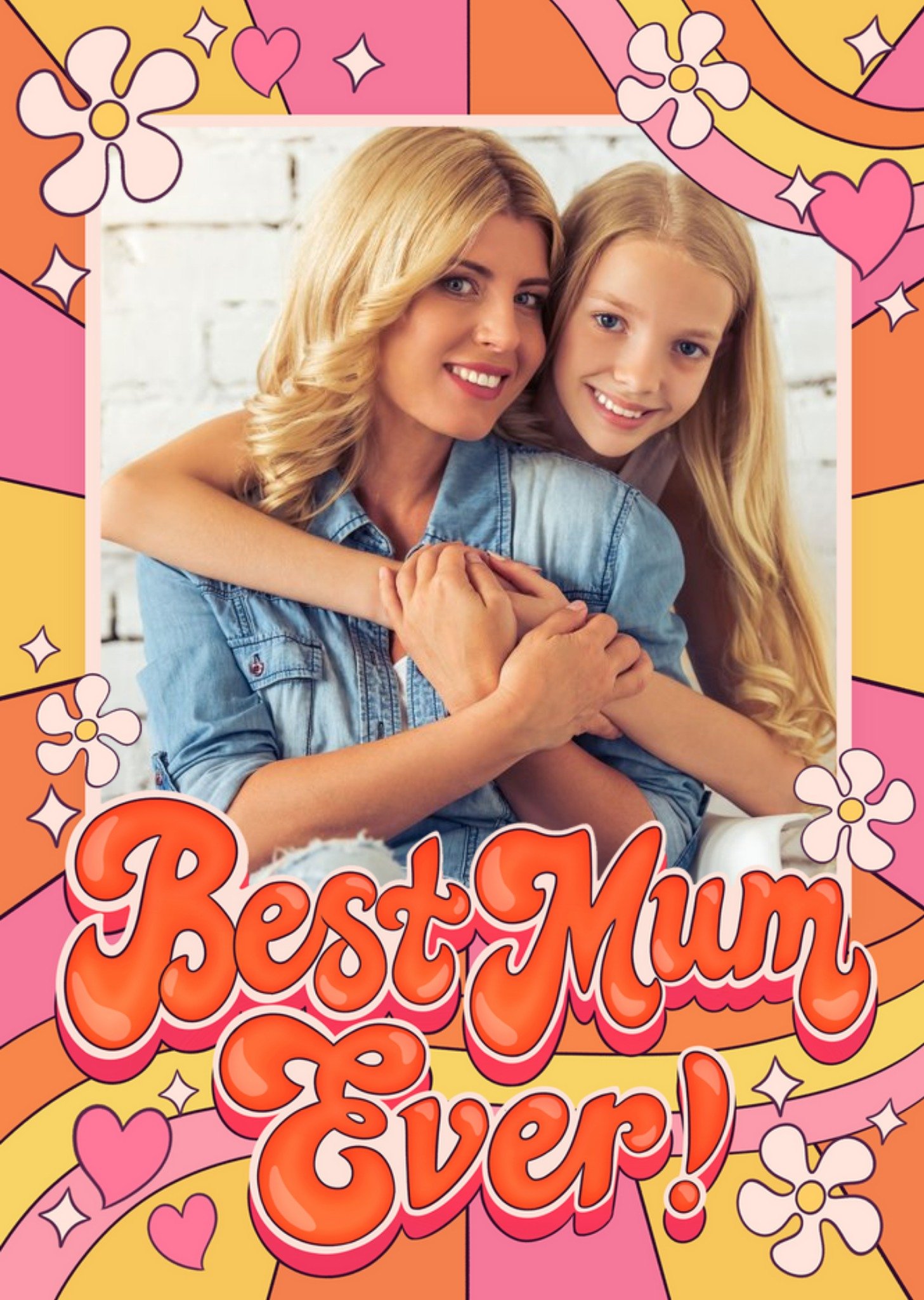 Best Mum Ever Retro Photo Upload Card Ecard