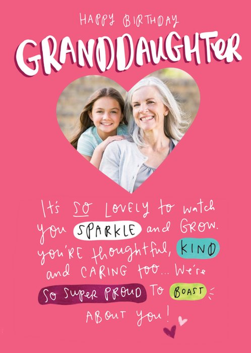 Sentimental Granddaughter Super Proud Birthday Photo Upload Card