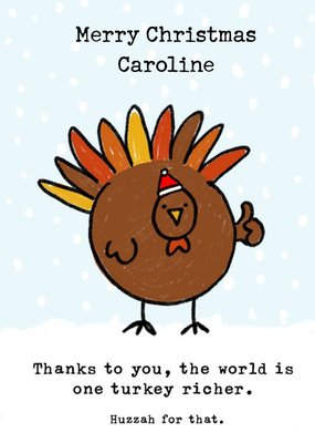 Funny vegetarian vegan One Turkey Richer Christmas Card