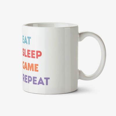Eat, Sleep, Game, Repeat Typographic Mug