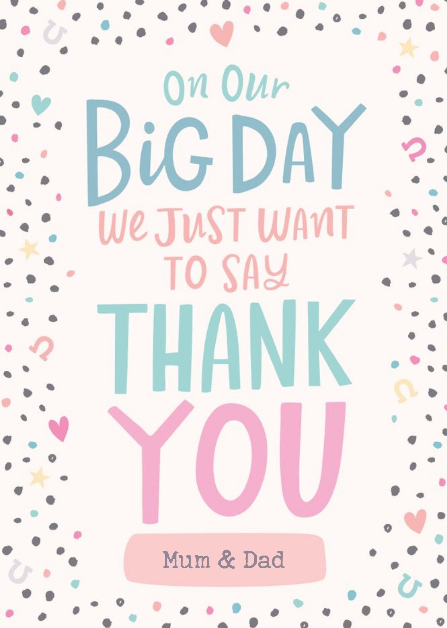 Bright Typographic On Your Big Day We Just Want To Say Thank You Wedding Card Ecard