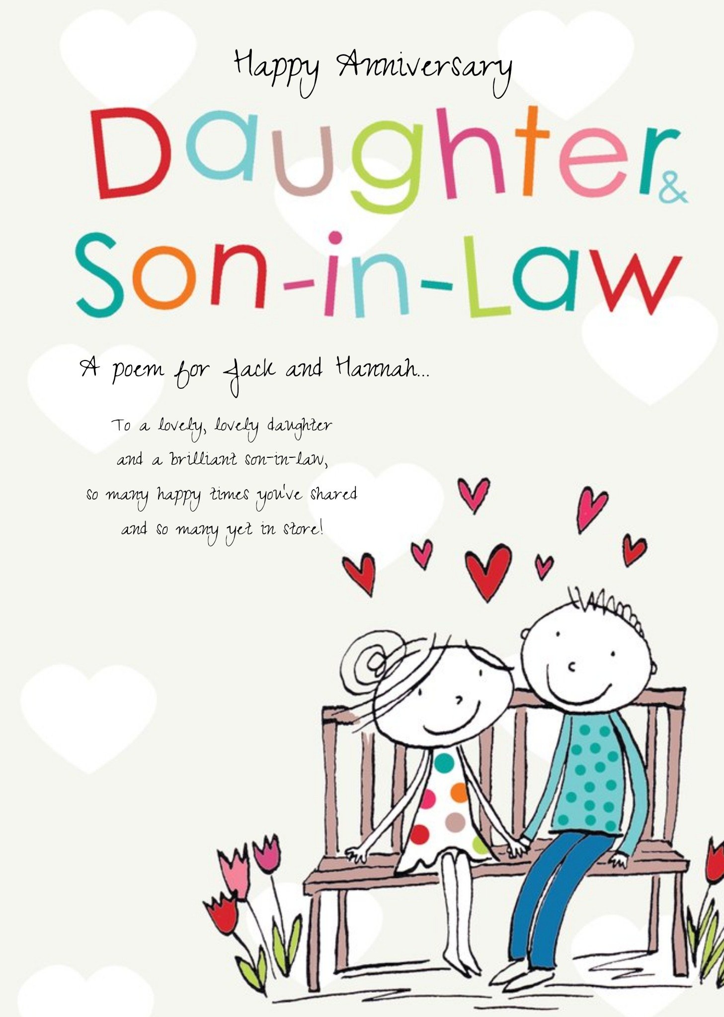 A Poem For Daughter And Son-In-Law Personalised Happy Anniversary Card Ecard