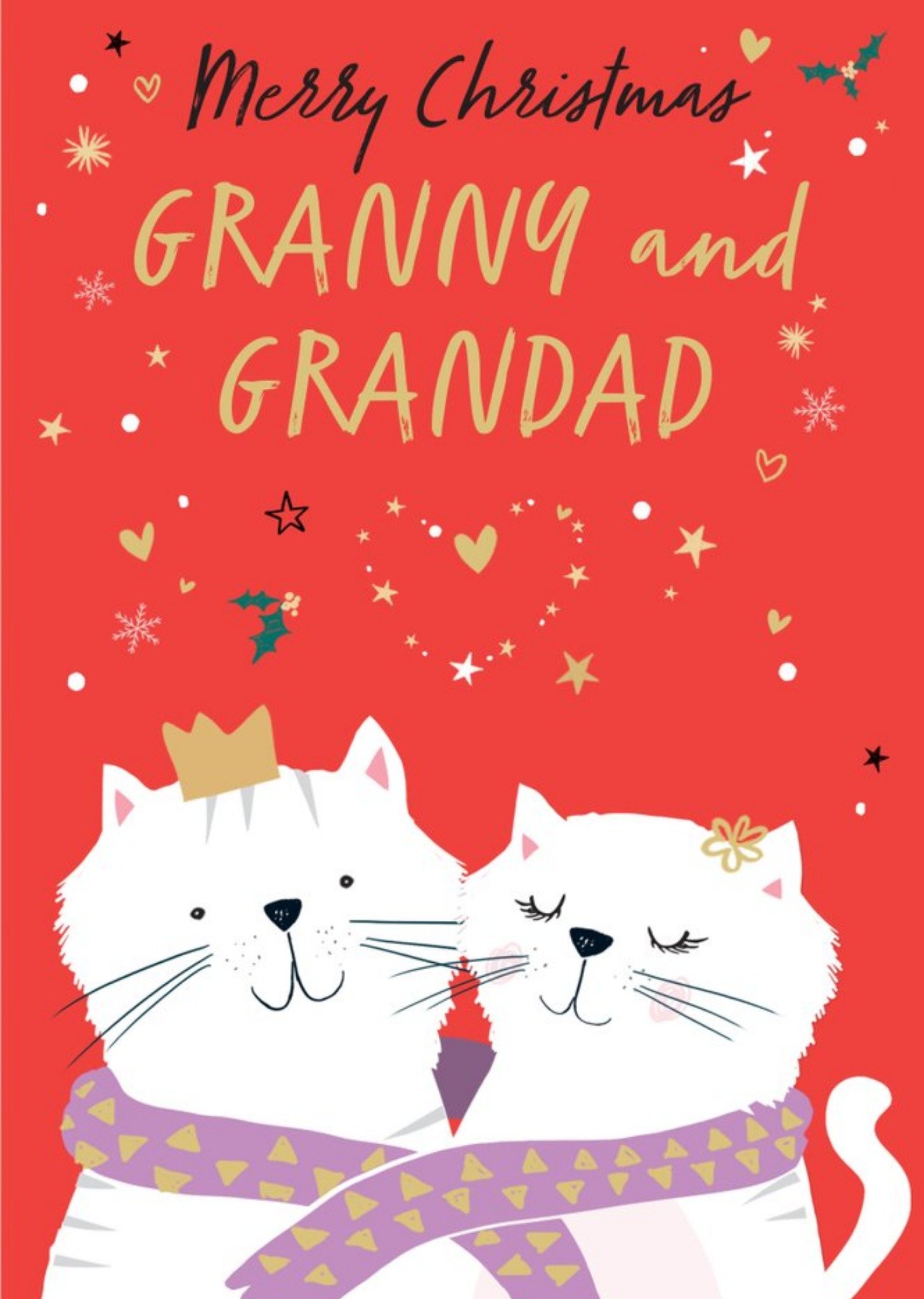 Moonpig Merry Christmas Granny And Grandad Cats Card, Large