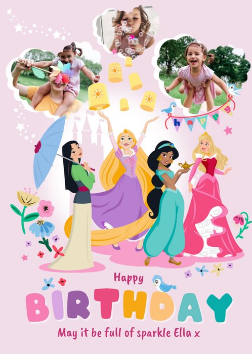 Birthday Full Of Sparkle Disney Princess Photo Upload Card