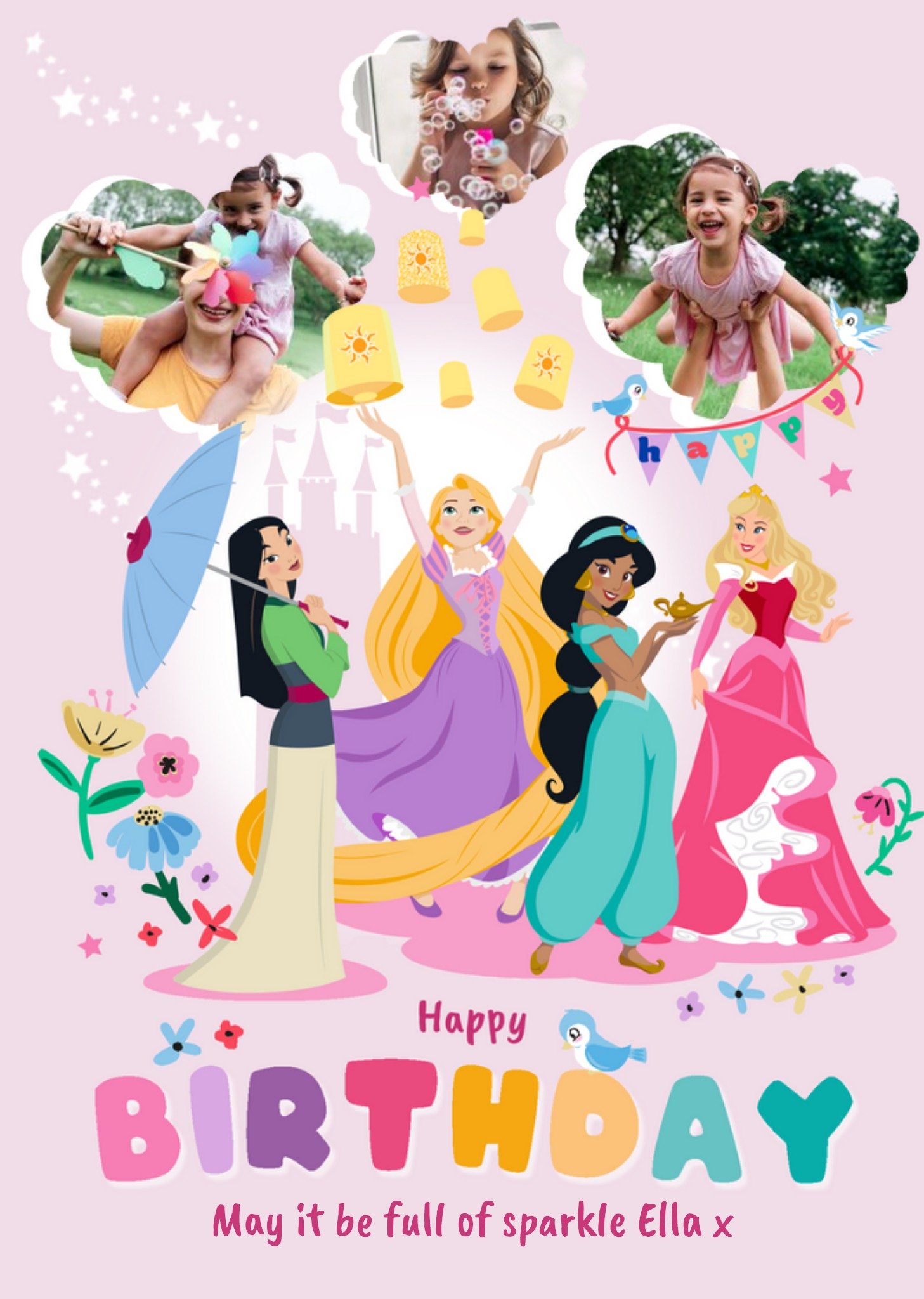Birthday Full Of Sparkle Disney Princess Photo Upload Card, Large