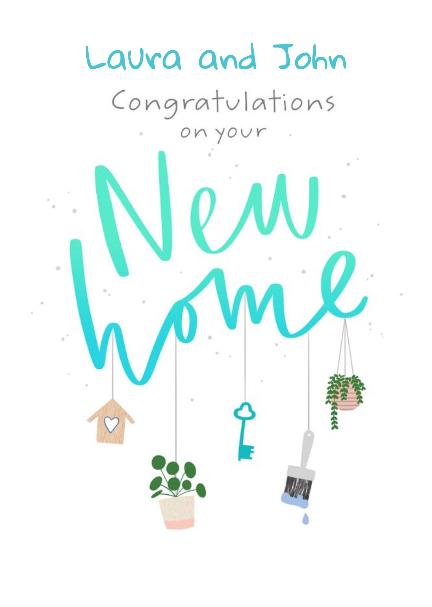 Paperlink Typographic Cute Illustrations New Home Card