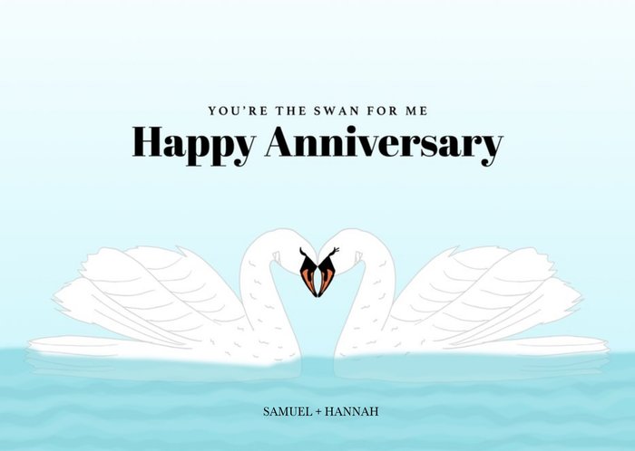 Two Swans Illustration Personalised Anniversary Card