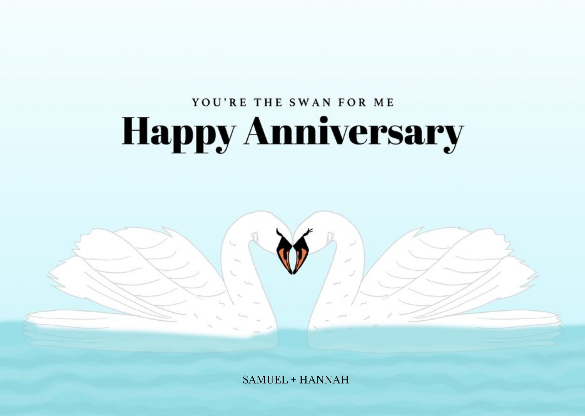 Moonpig Two Swans Illustration Personalised Anniversary Card, Large