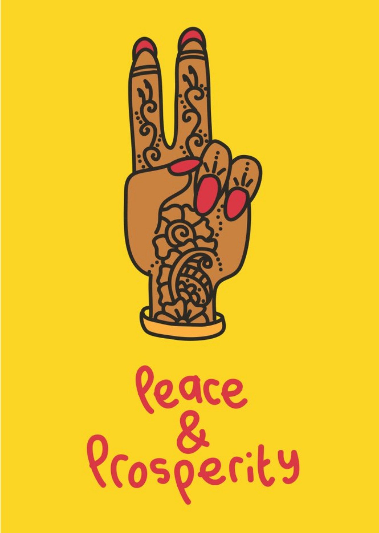 Peace And Prosperity Hand Diwali Card