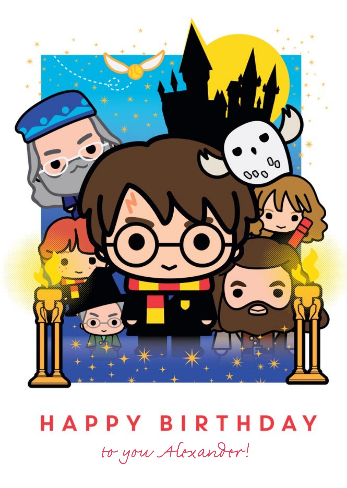 Harry Potter Cartoon Birthday Card, Large