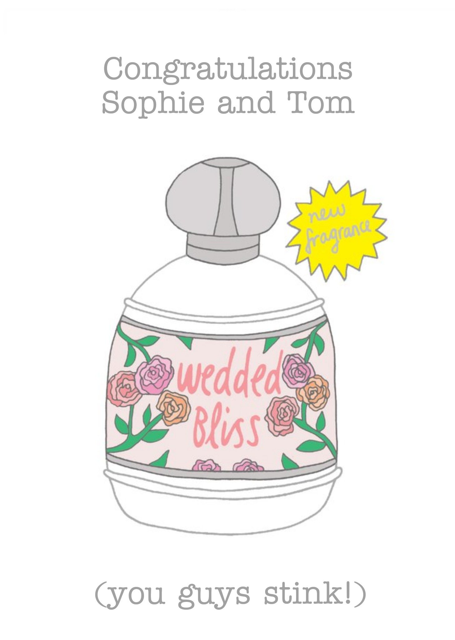 Illustrated Perfume Bottle Congratulations Wedding Card Ecard