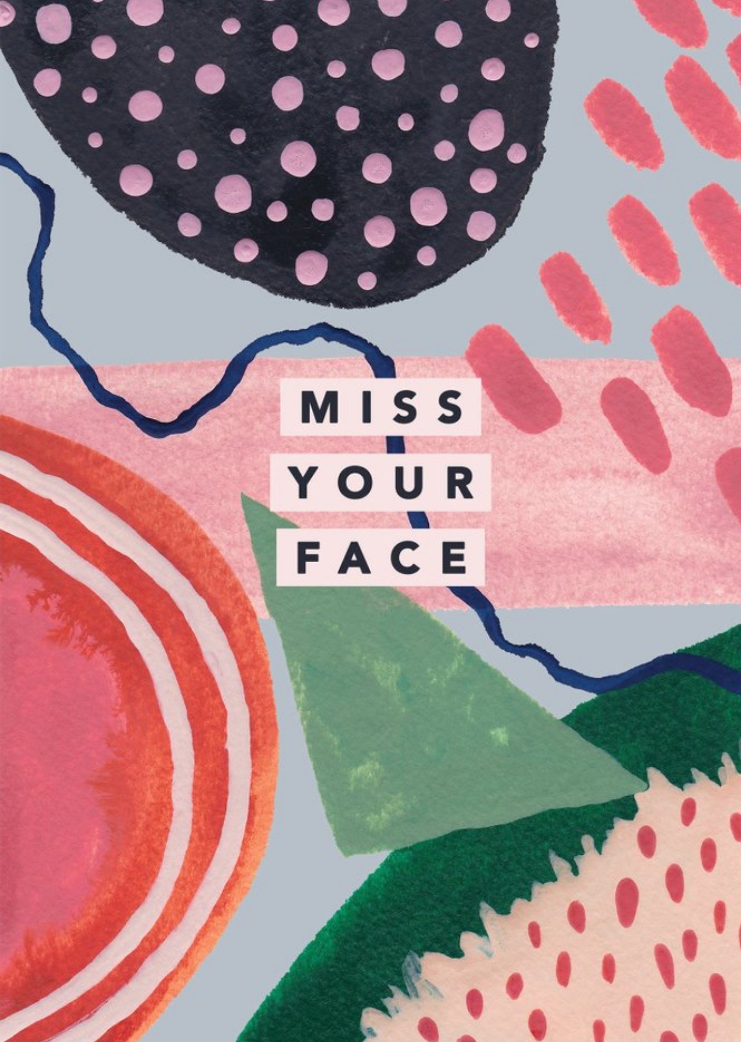 Moonpig Joy Jen Studio Abstract Painted Pattern Missing You Card, Large
