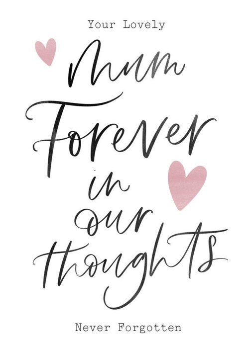 Modern Typographic Forever In Our Thoughts Sympathy Card
