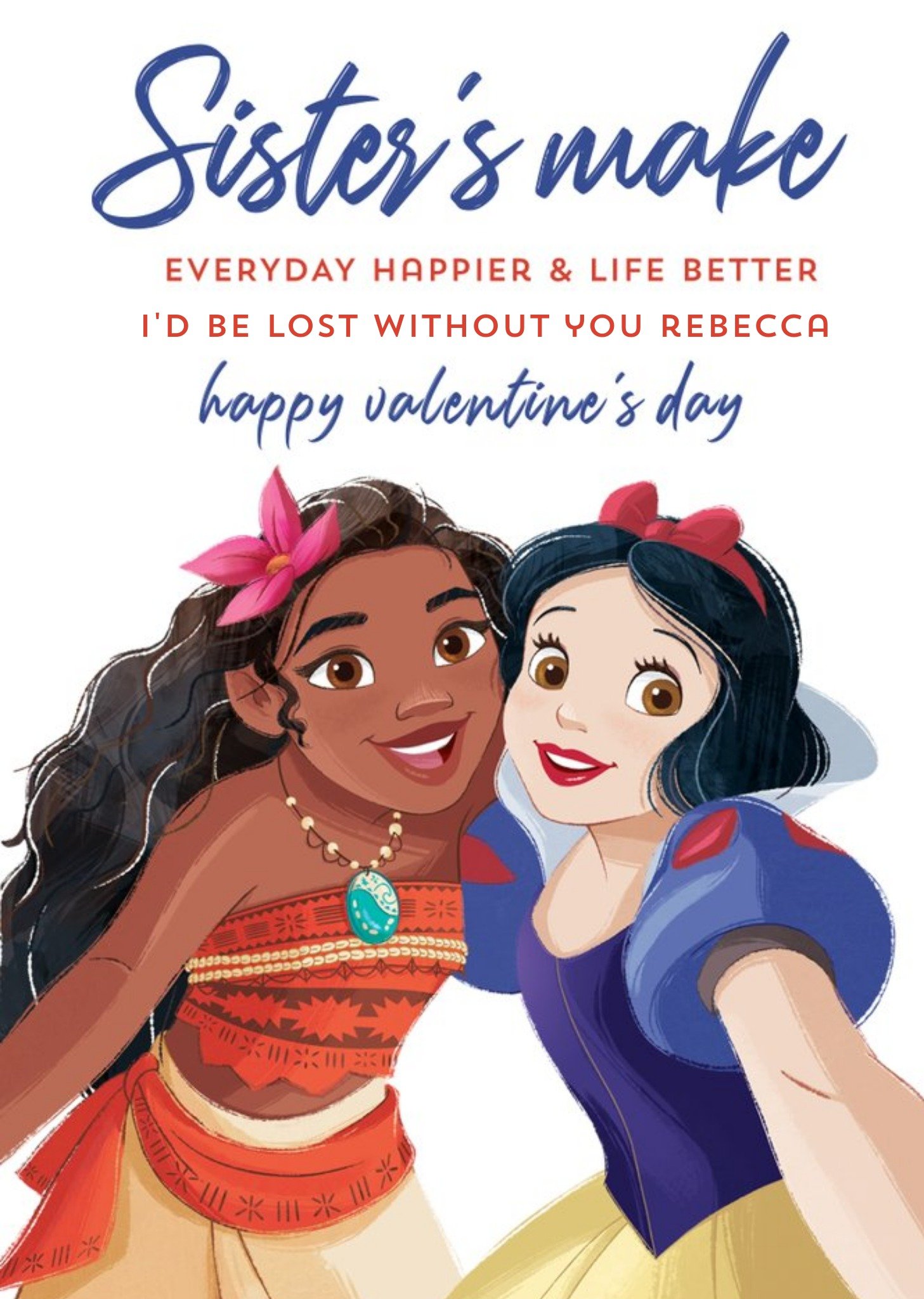 Disney Princess Sister Valentine's Day Card Ecard