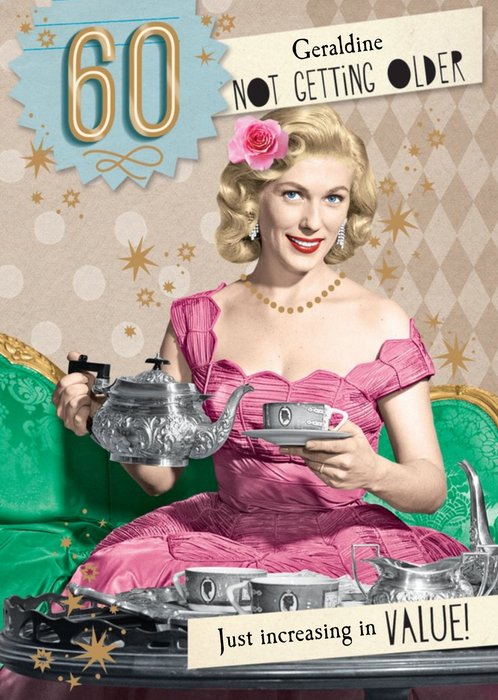 Retro Youre Increasing In Value 60th Birthday Personalised Card