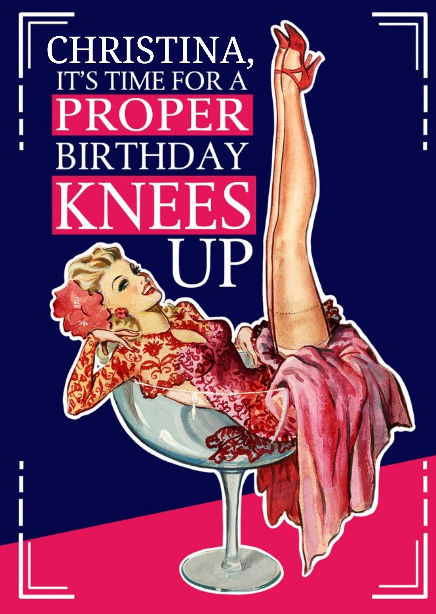 Retro Funny Humour Proper Birthday Knees Up Personalised Friend Birthday Card Ecard