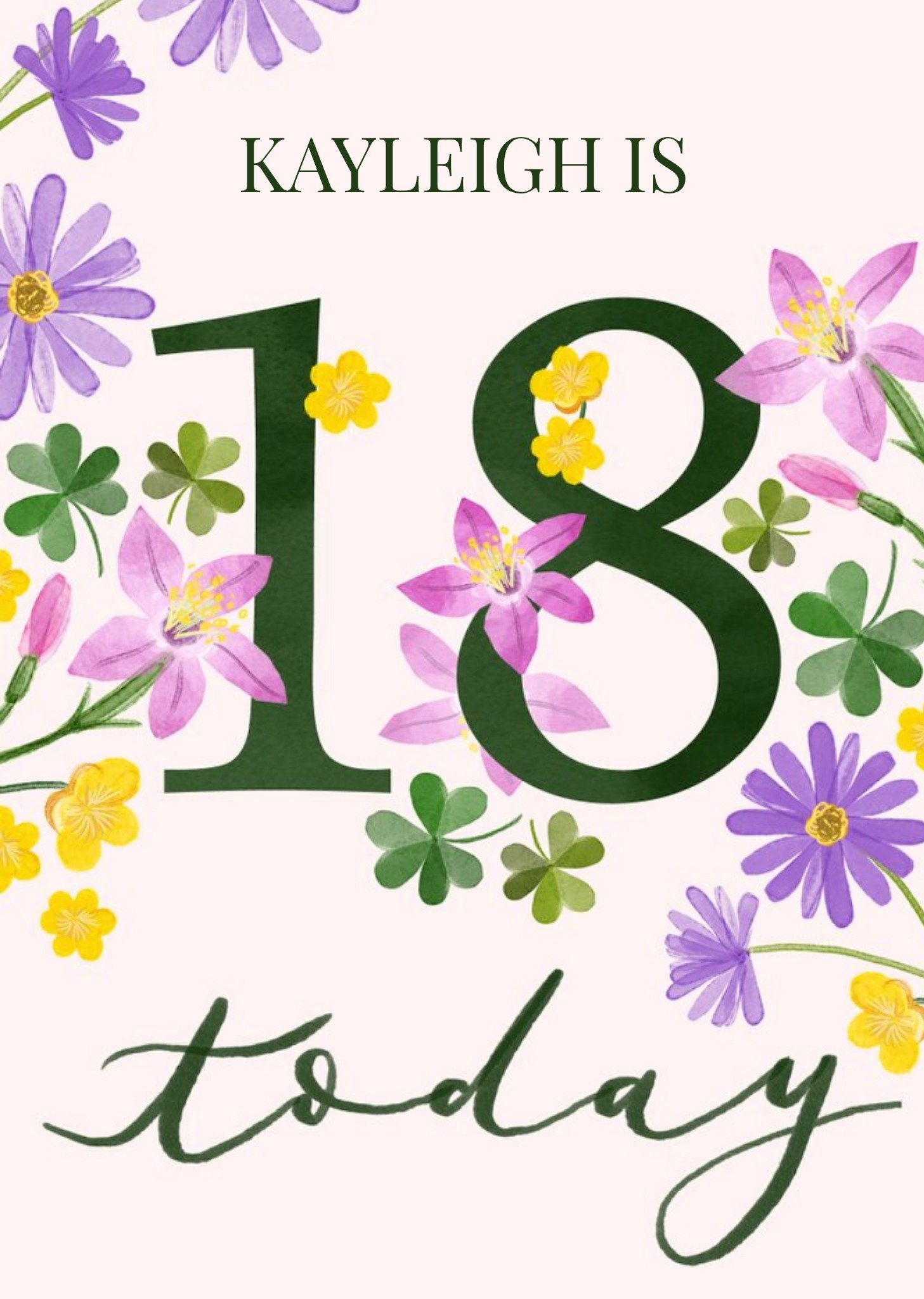 Moonpig Illustrated Floral 18th Birthday Card, Standard