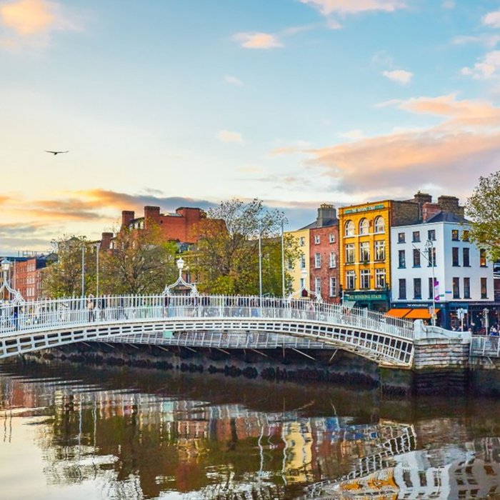Photographic The Ha'penny Bridge over the River Liffey in Dublin, Ireland Just A Note Card