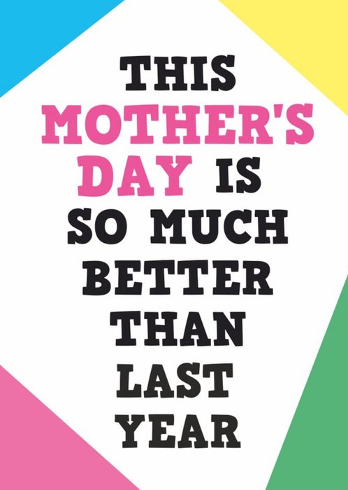 Colourful Corner Triangles Frame Typography Humourous Mother's Day Card