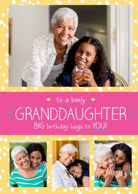 Lovely Granddaughter 4 Photo Upload Birthday Card