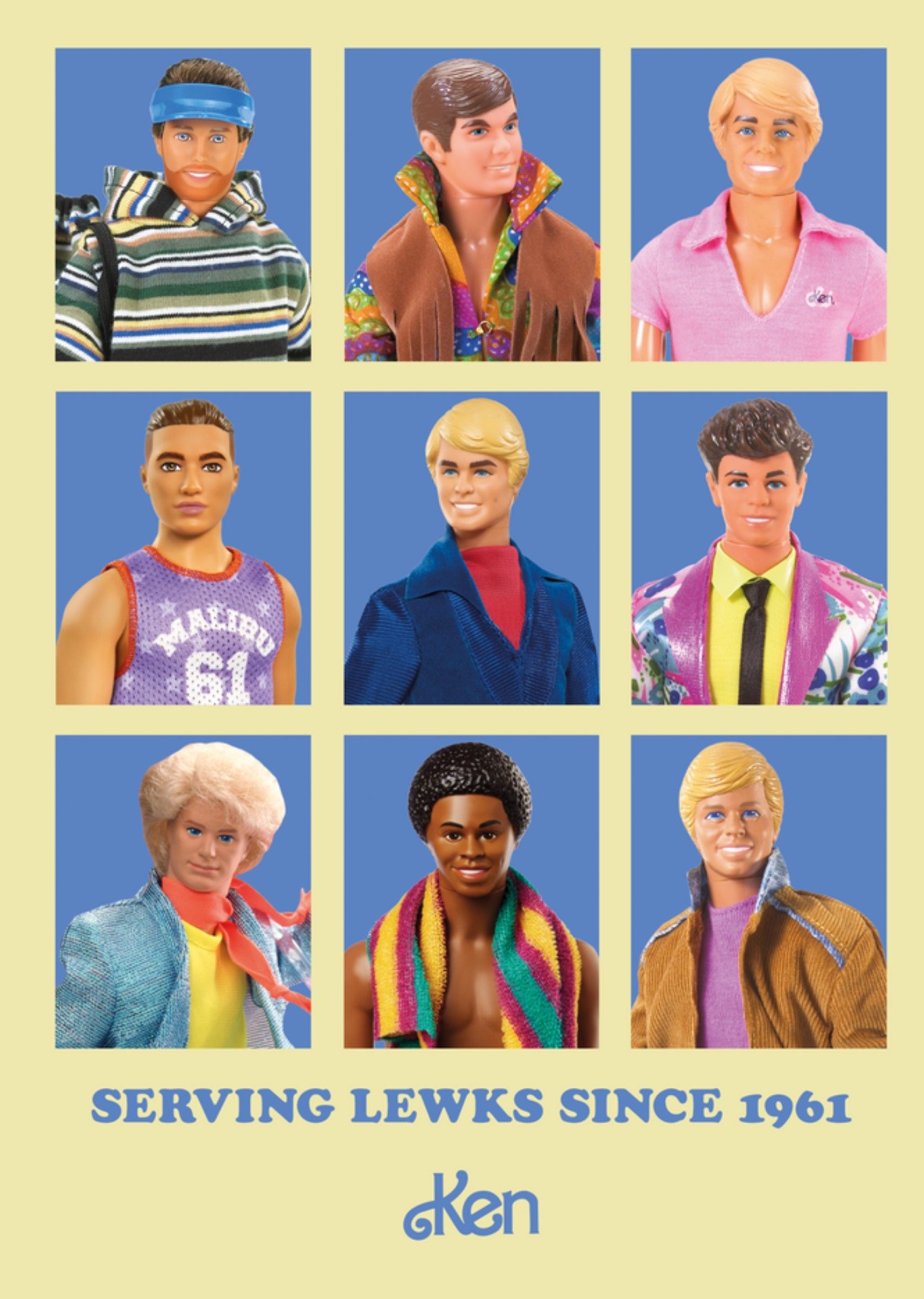 Barbie Ken Serving Lewks Since 1961 Birthday Card, Large