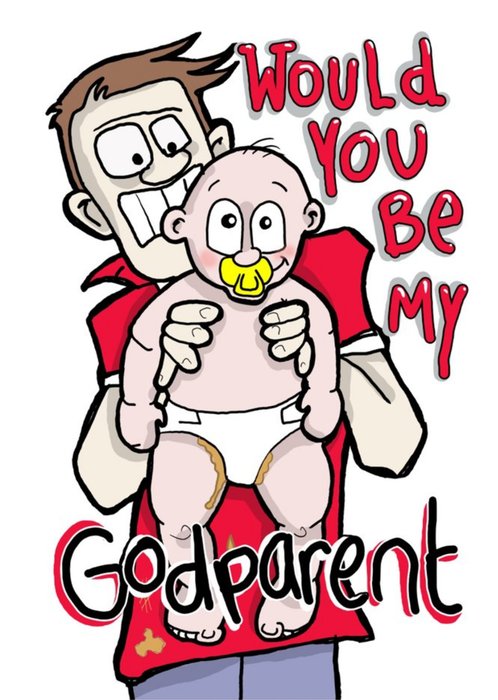 Karen Flanart Godparent For Him New Baby Invite Funny Card