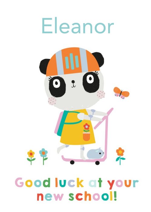 Lemon Ribbon Characters Cute Illustrated Panda New School Card