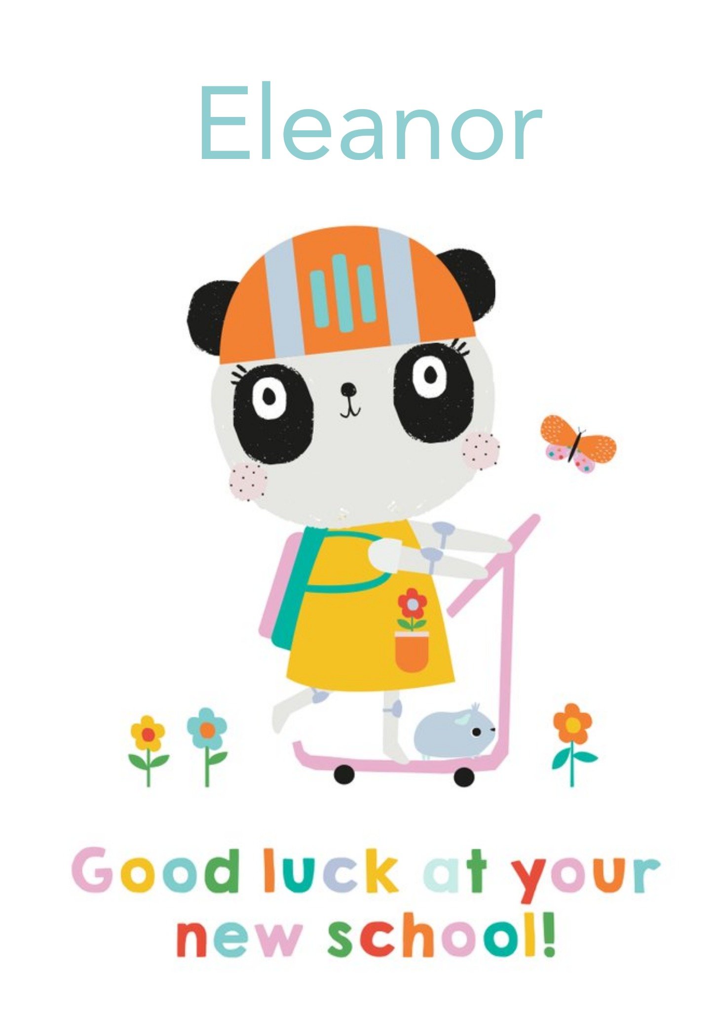 Friends Lemon Ribbon Characters Cute Illustrated Panda New School Card