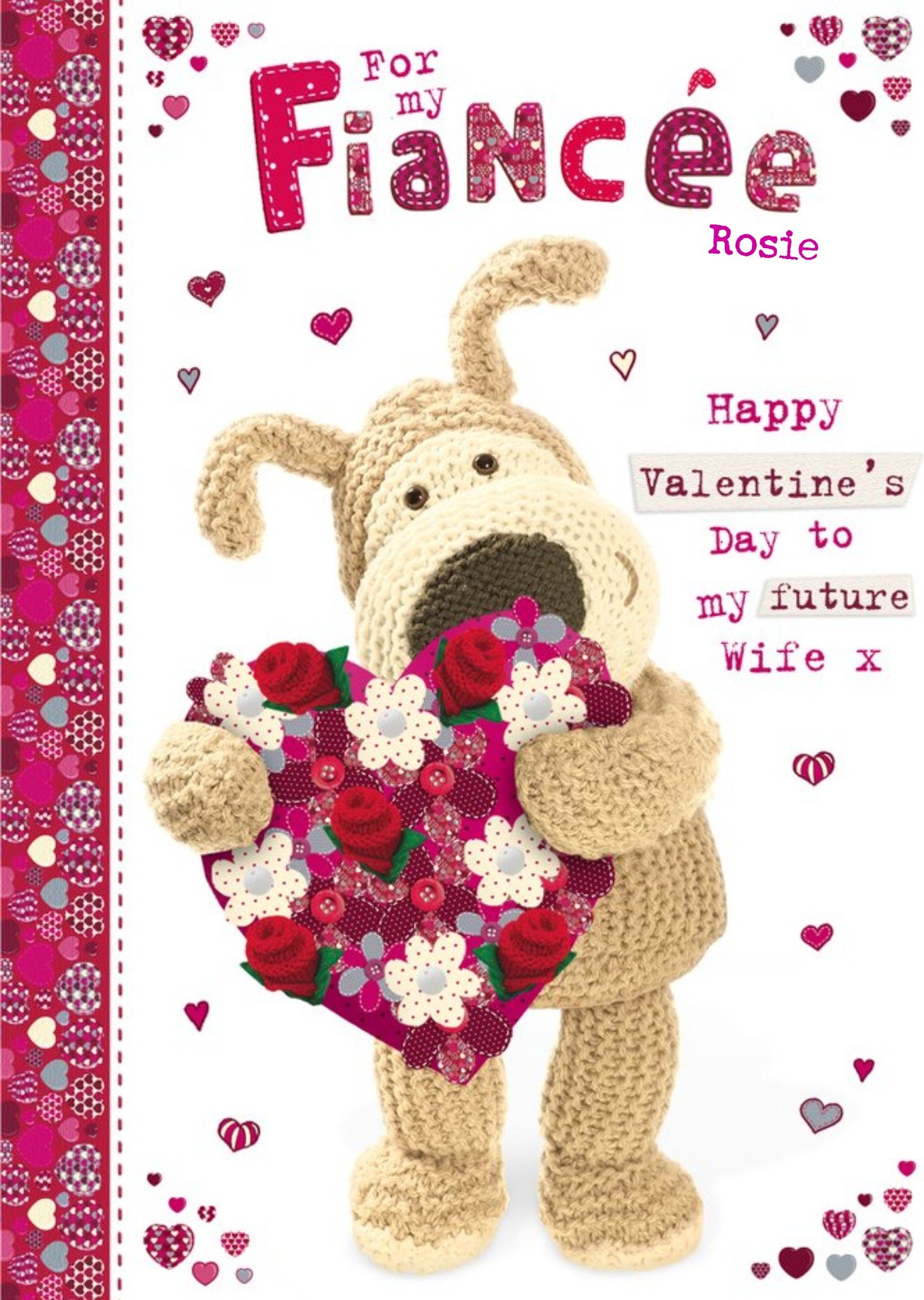 Boofle Bear For My Fiance Valentines Day Card, Large