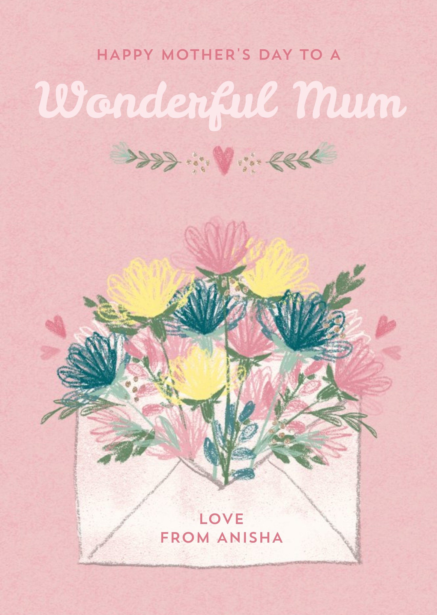 Happy Mother's Day To A Wonderful Mum Personalised Mother's Day Card Ecard