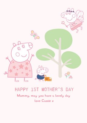 Cute Peppa Pig and George Happy First Mother's Day Card For Mummy