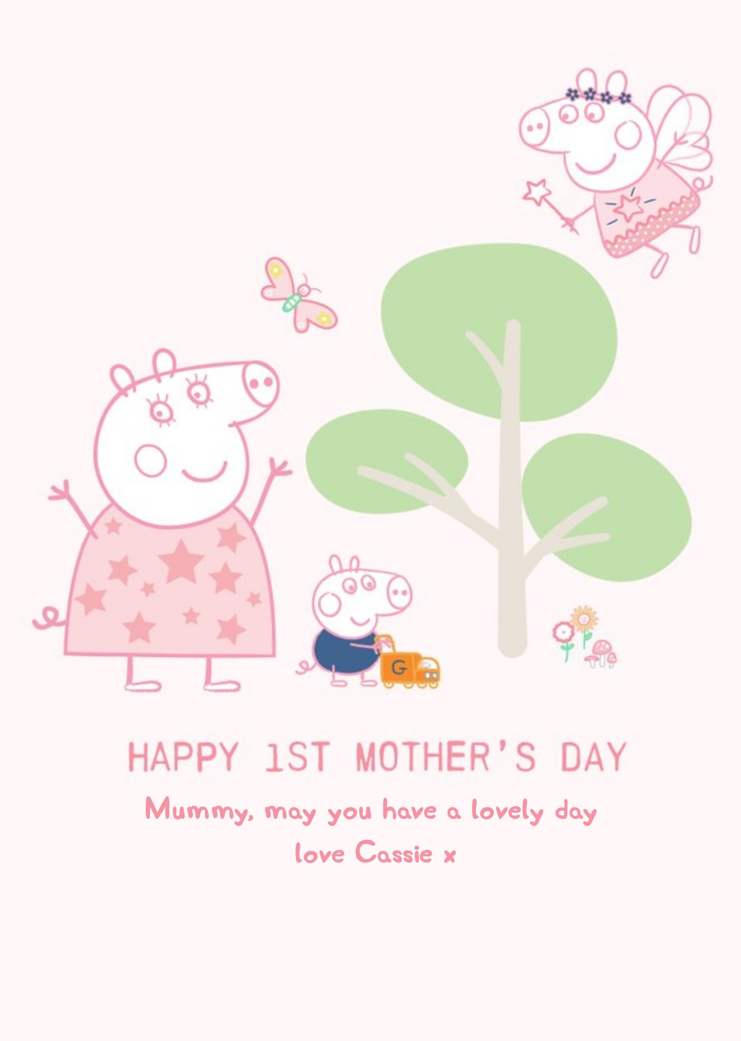 Cute Peppa Pig And George Happy First Mother's Day Card For Mummy