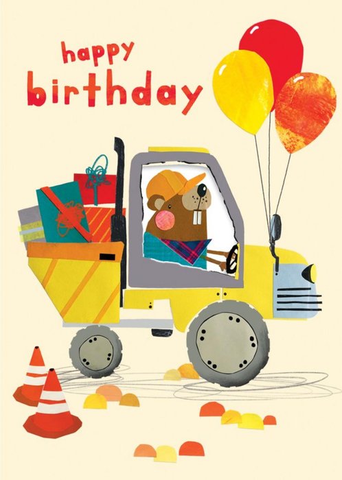 Beaver and Digger Illustration Happy Birthday Card | Moonpig