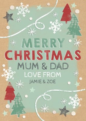 Festive Fir Beige Merry Christmas Personalised Christmas Card