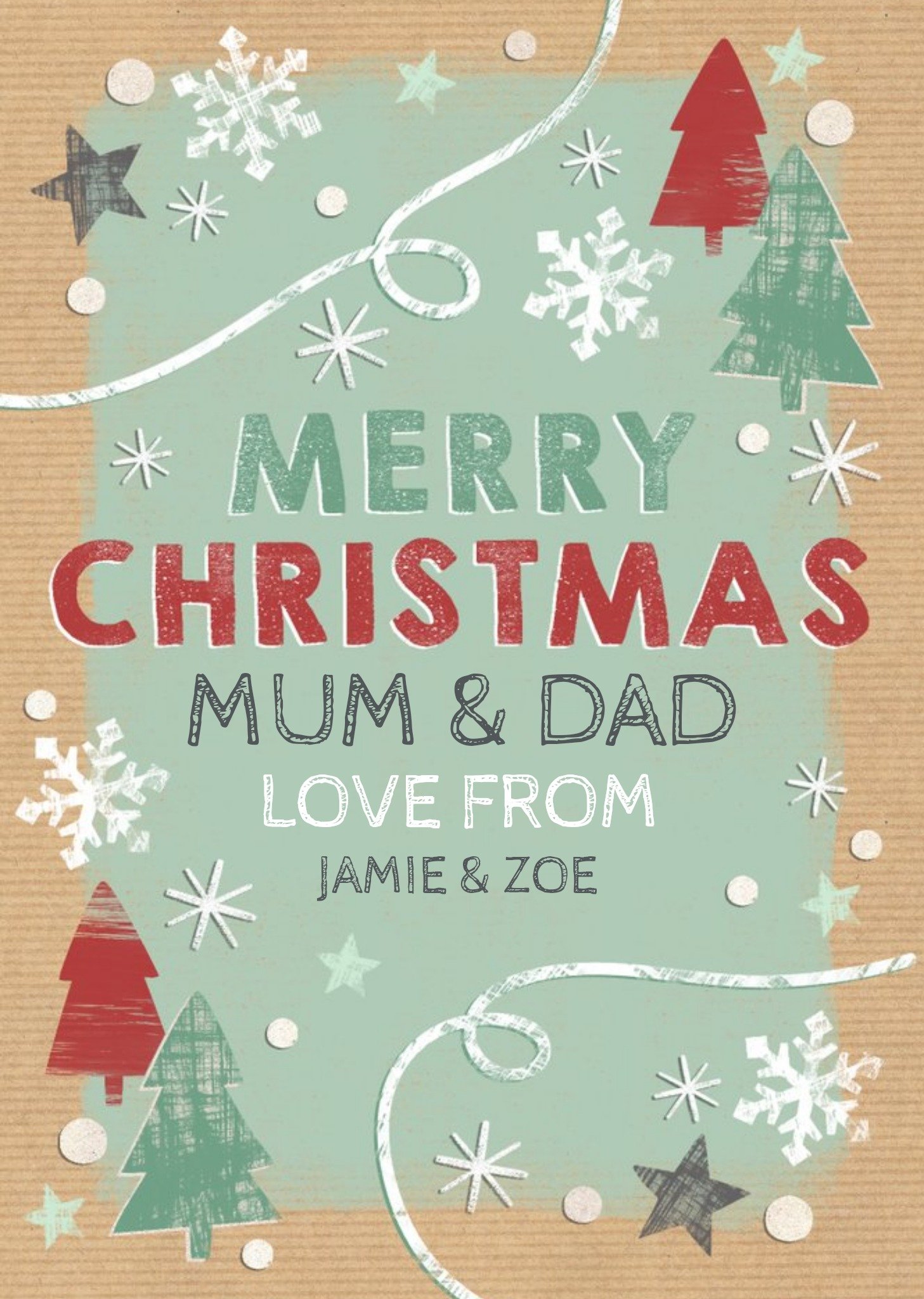 Moonpig Festive Fir Beige Merry Christmas Personalised Christmas Card Ecard